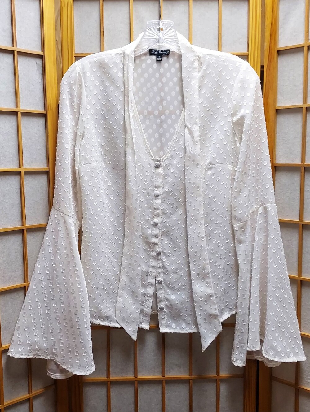 🖤 Unique Vintage Smak Parlor Swiss Dot Bell Sleeve Blouse Junior's S